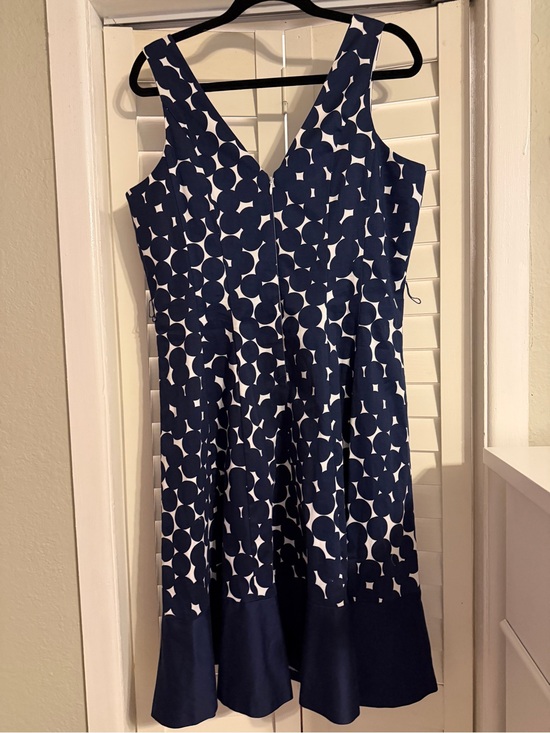 Nine West Dresses & Skirts - Nine West Navy and White Polka Dot V-Neck Midi Dress
